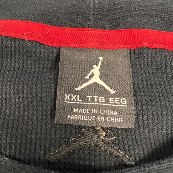 Air Jordan Shirt Mens 2XL Black Thermal Waffle Knit Crew Neck Pullover Tee - Picture 5 of 8